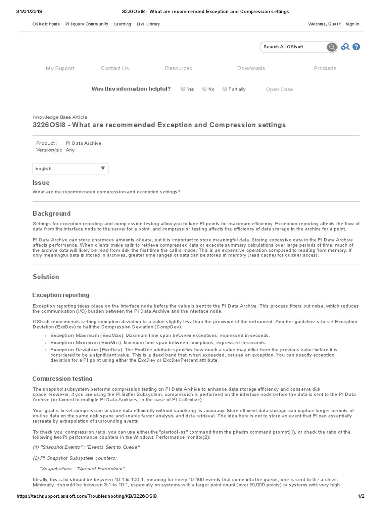 3226OSI8 - What Are Recommended Exception and Compression Settings ...