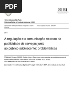 A Regulação e A Comunicação No Caso Da Publicidade de Cervejas Junto Ao Público Adolescente