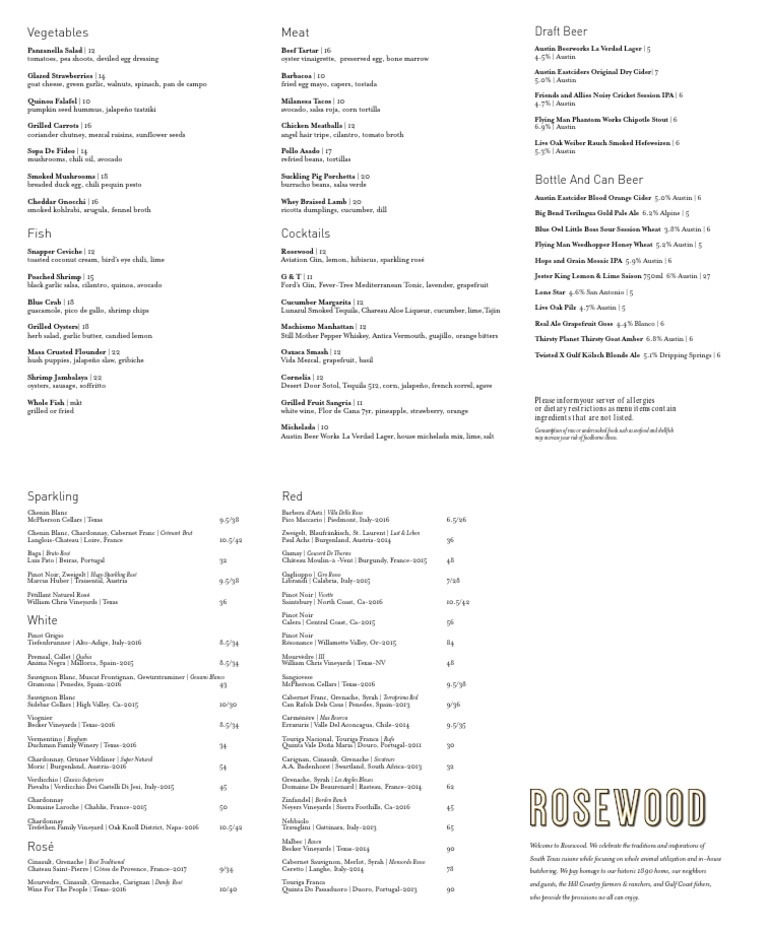 Rosewood's Dinner Menu Rose Salad