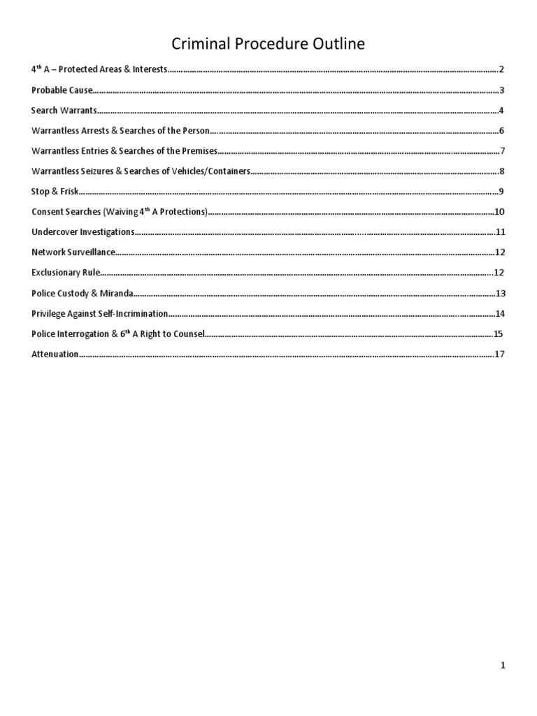 Crim Pro Outline | PDF | Search Warrant | Search And Seizure