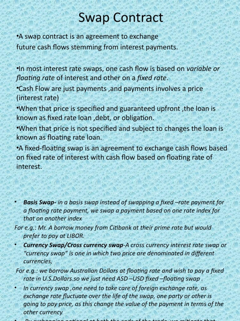 Swap Contract: Floating Rate of Interest and Other On A Fixed Rate | PDF