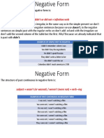 Negative Form of Simple Past and Past Continuous