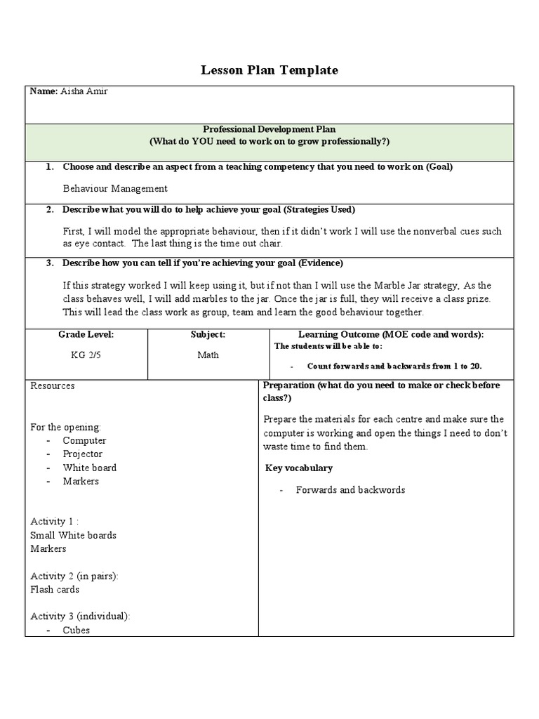Lesson Plan Template Mathhhh | PDF | Lesson Plan | Applied Psychology