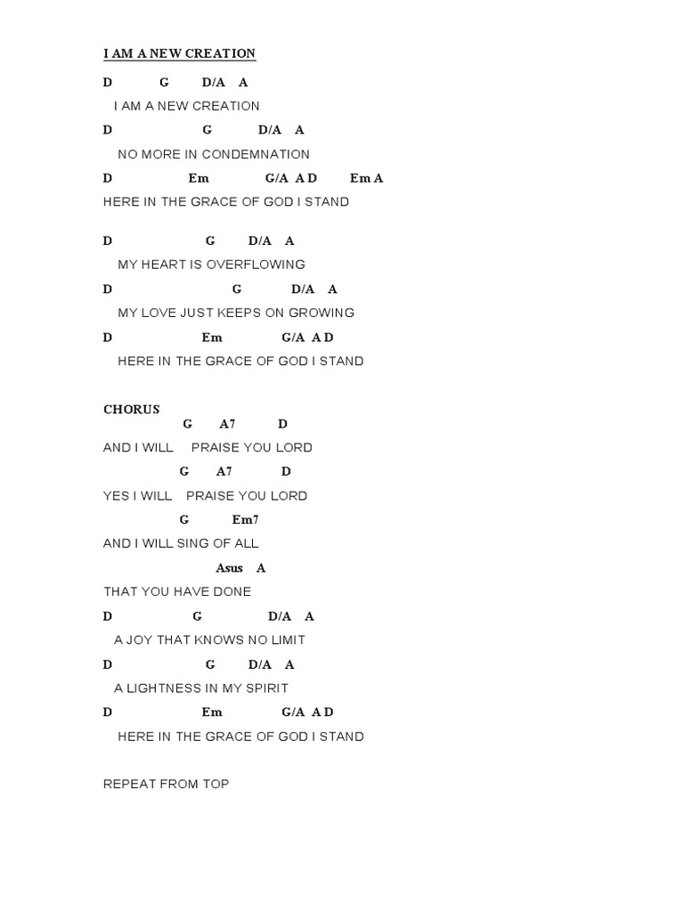 I Am A New Creation Chords &amp; Lyric | PDF | Theology
