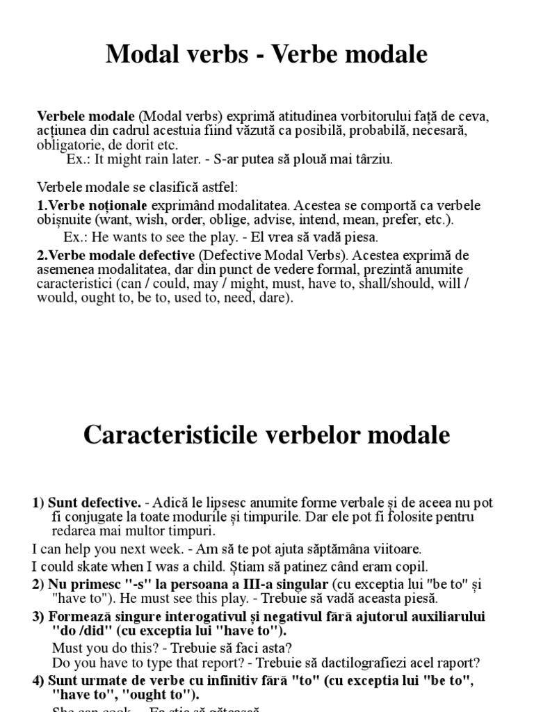 Lectia 8 - Modal Verbs - Verbe Modale | PDF