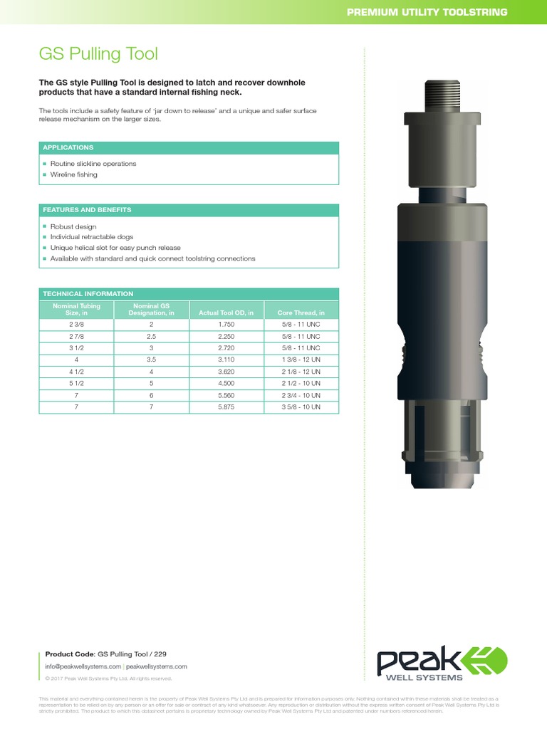 229 Gs Pulling Tool Pws Dsheet PDF Business