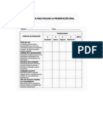 Ficha para evaluar una presentacion oral