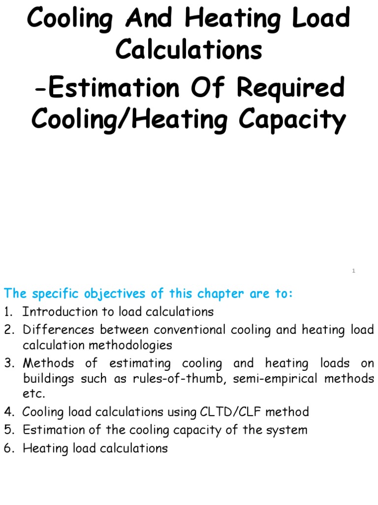 3Cooling And Heating Load Calculations .ppt Hvac Heat Transfer