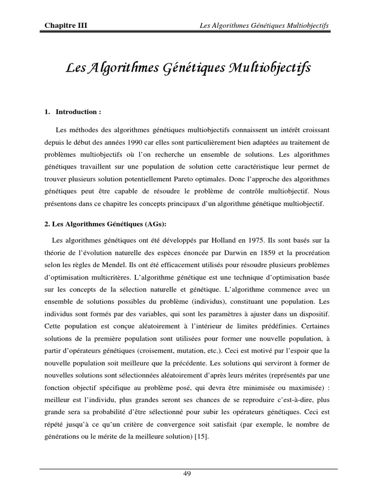 Algorithmes Génétiques Multiobjectifs | PDF | Algorithme génétique ...