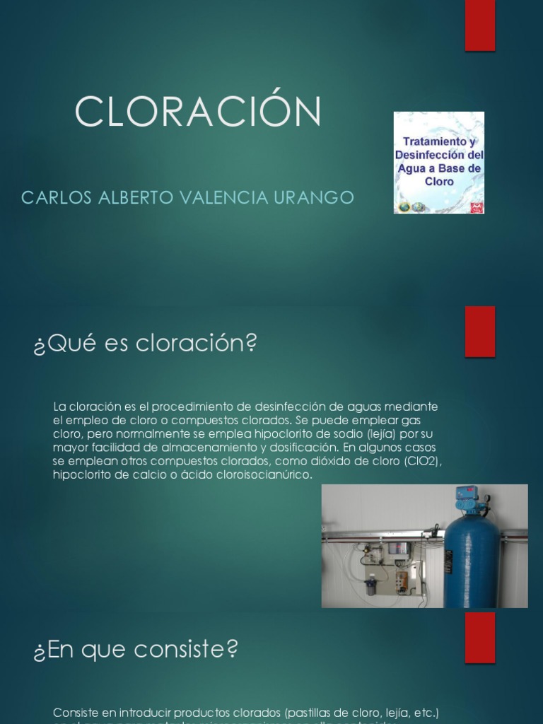 La importancia de la cloración del agua para la desinfección y la salud pública PDF Cloro Agua