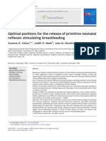 Optimal Positions For The Release of Primitive Neonatal Reflexes Stimulating Breastfeeding