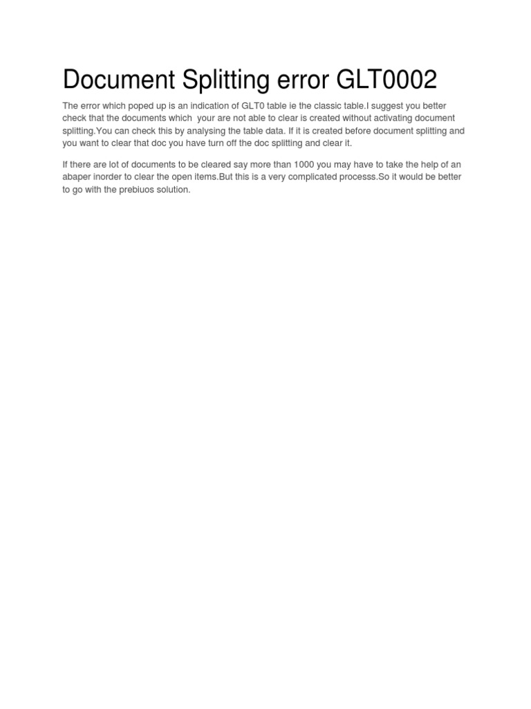 Resolving GLT0002 Document Splitting Error | PDF | Computers ...