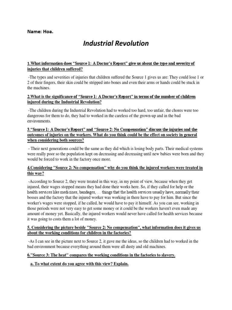 Industrial Revolution Questions Hoa PDF Slavery Industrial