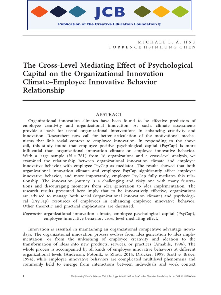 The Cross-Level Mediating Effect of Psychological PDF | PDF ...