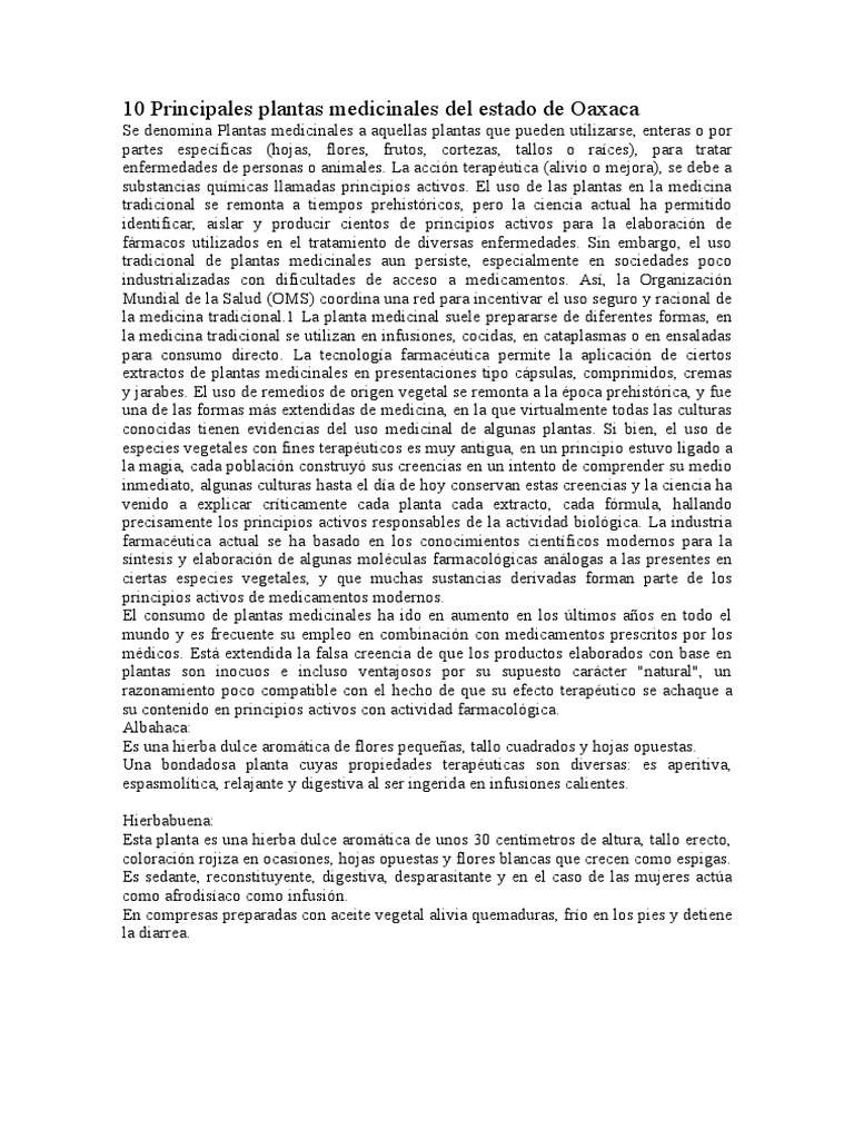 Los 10 principales plantas medicinales del estado de Oaxaca y sus usos