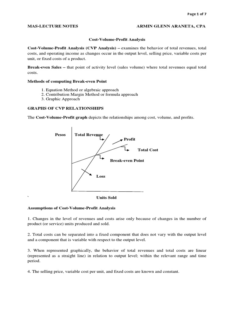 CVP Analysis: Key Concepts and Formulas | PDF | Management Accounting ...