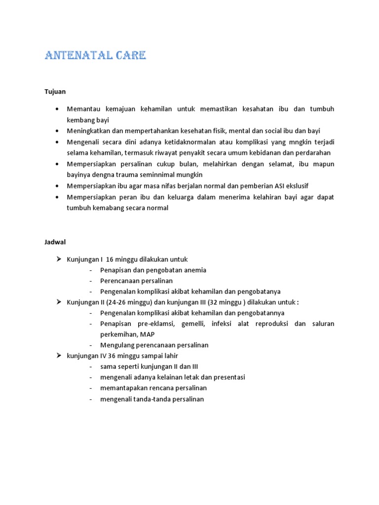 Antenatal Care | PDF