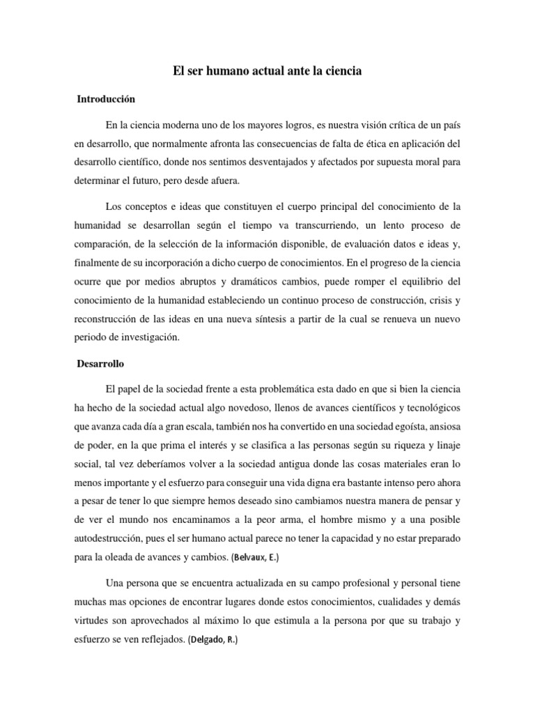 El ser humano y la ciencia actual | PDF | Homo Sapiens | Science