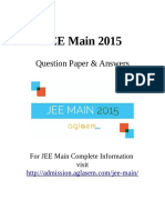 JEE Main Question Paper & Official Key 11 Apr 2015