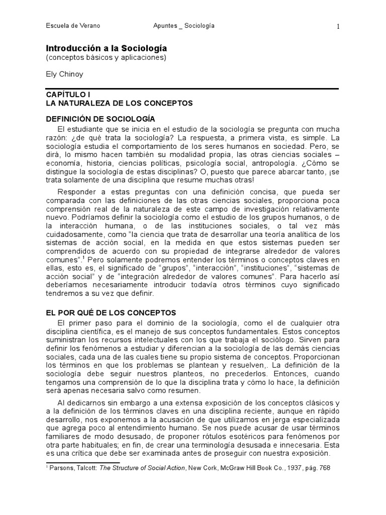 Introducción a la Sociología de Ely Chinoy | PDF | Sociología | Science