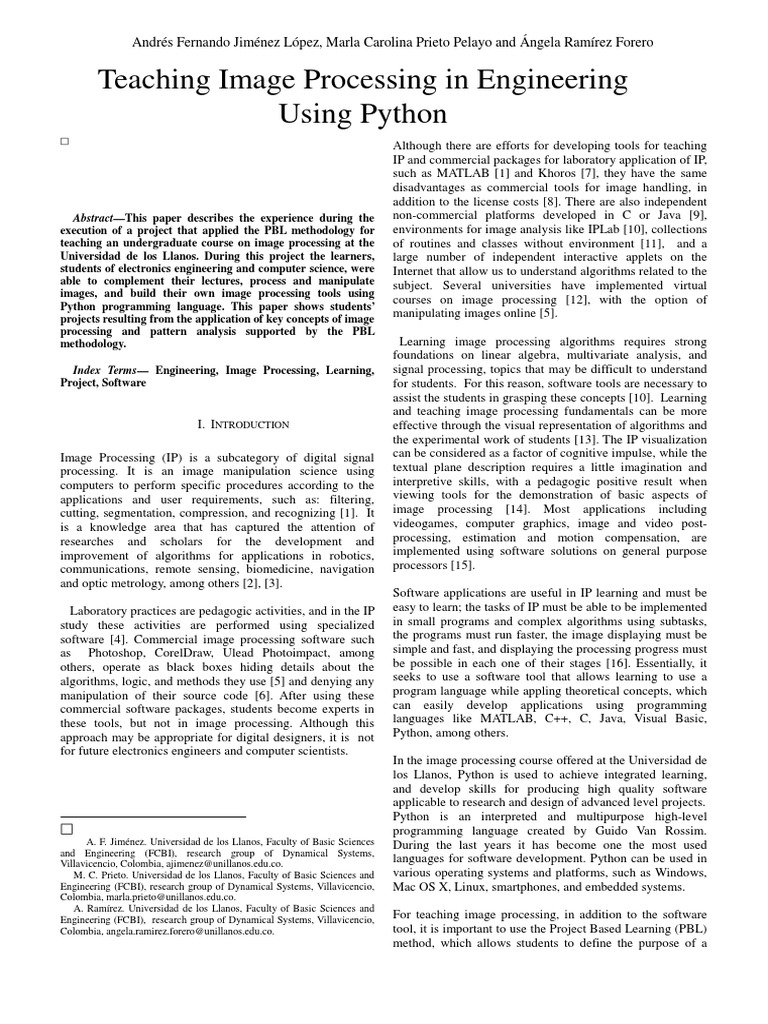 Teaching Image Processing Using Python | PDF | Fingerprint | Image ...