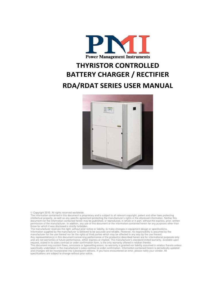 Thyristor Controlled Battery Charger / Rectifier Rda/Rdat Series User ...