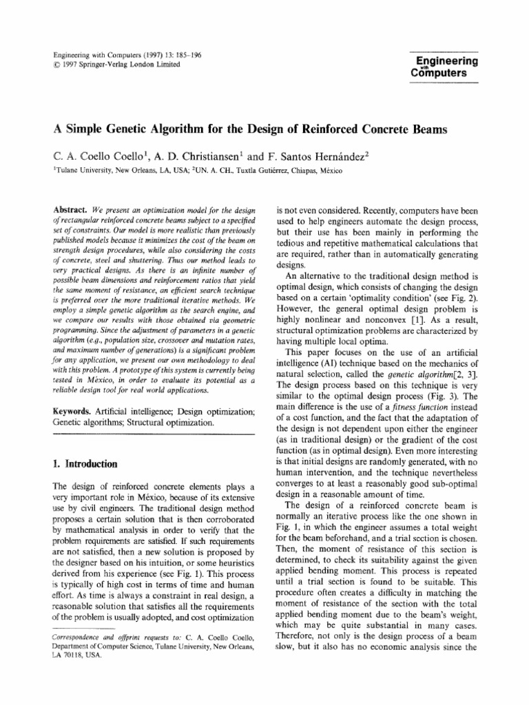 A Simple Genetic Algorithm For The Design of Reinforced Concrete Beams ...