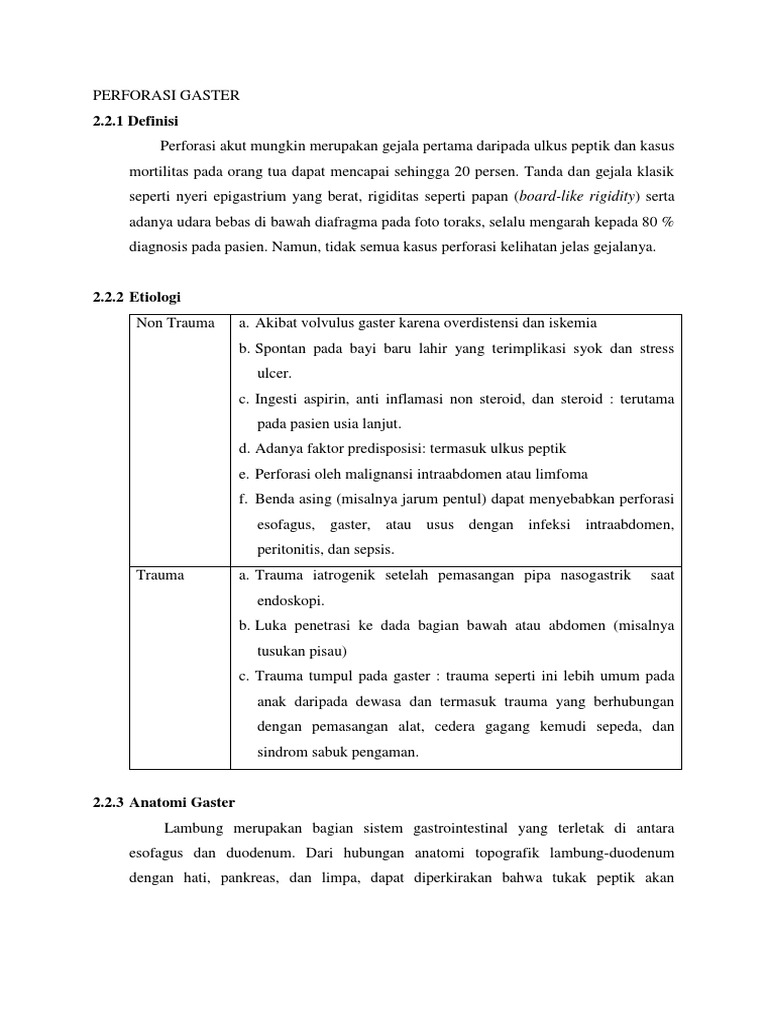 Perforasi Gaster: Diagnosis dan Penanganan | PDF | Anatomy ...
