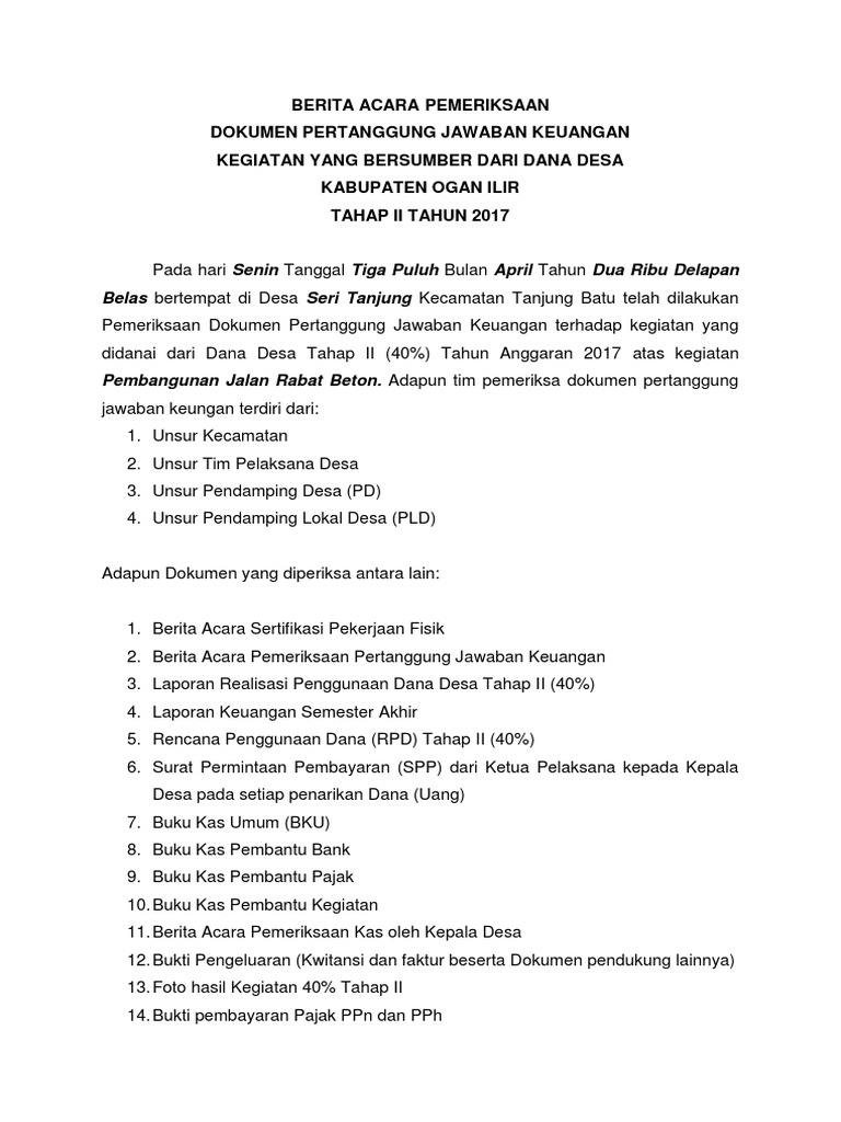 Berita Acara Pemeriksaan