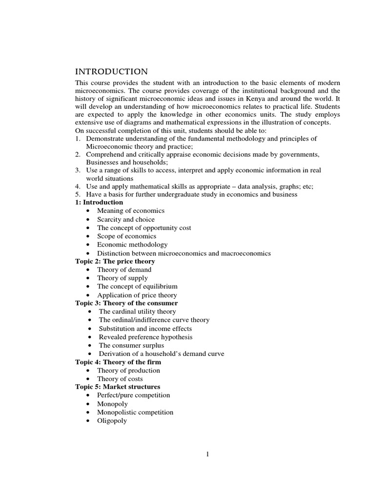 Introduction to Microeconomics Concepts | PDF | Economic Equilibrium ...
