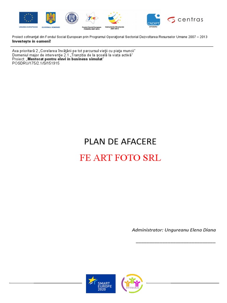 Plan de Afaceri FE Art Foto SRL | PDF