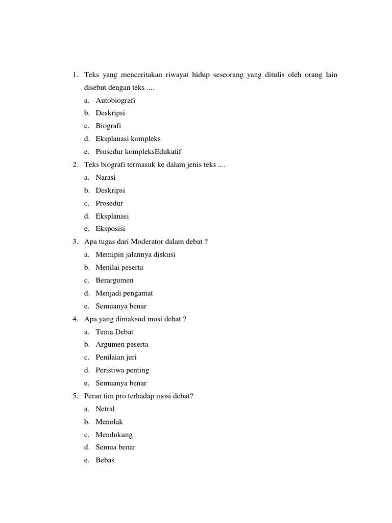 Soal Debat Biografi