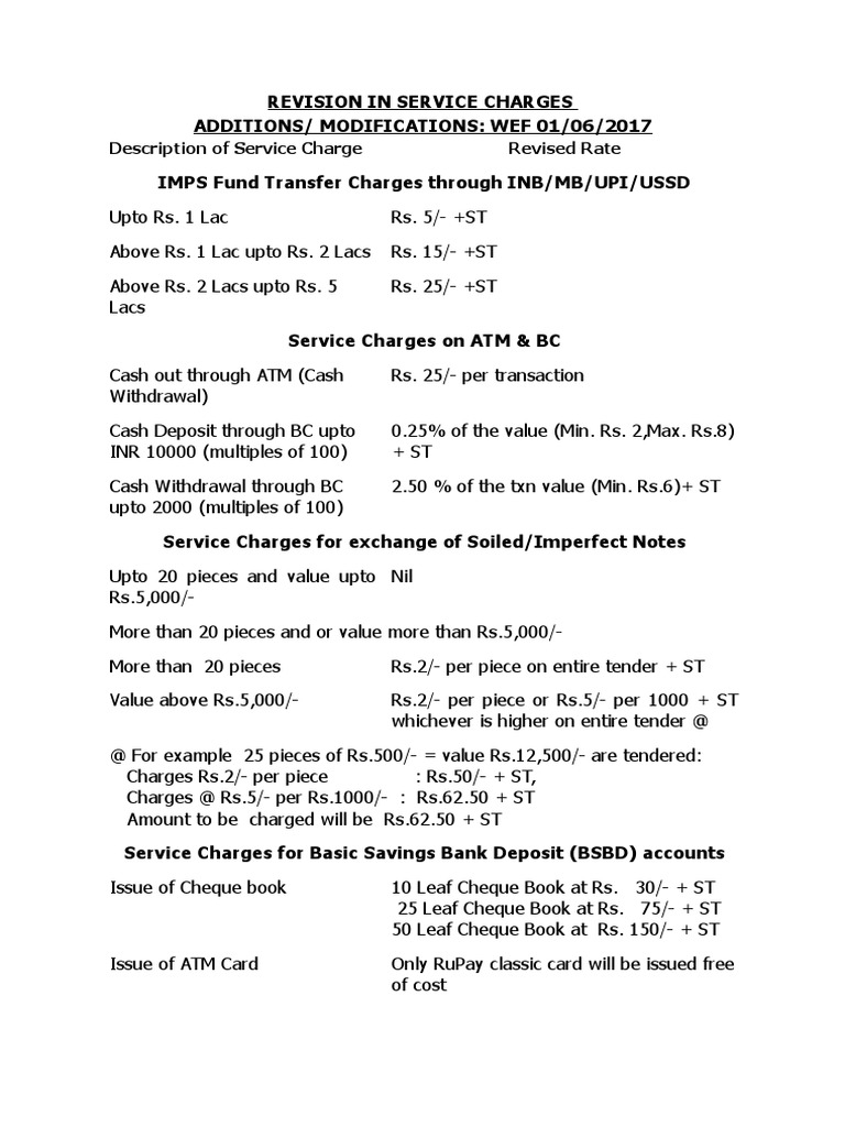 Bank Service Charges PDF | PDF