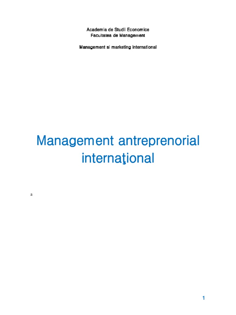 Curs Management Educational Curs Management Intreprenorial | PDF