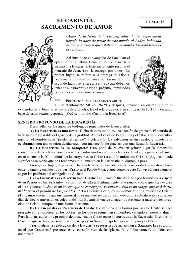 Eucaristía: Sacramento de Amor y Reflexión | PDF | eucaristía | Misa ...