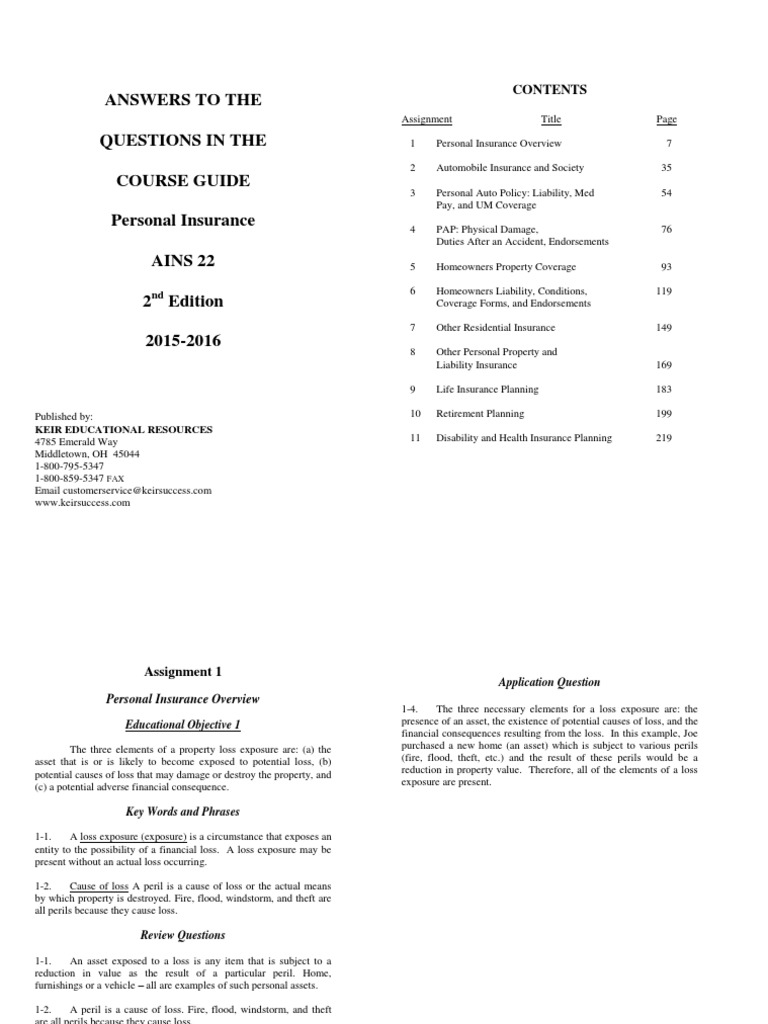 AINS 22 Look Inside the Book Tort Liability Insurance