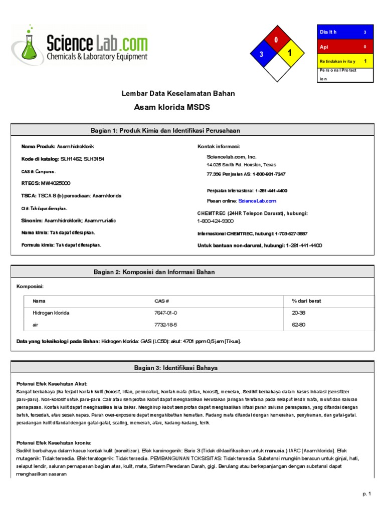 Msds HCL | PDF