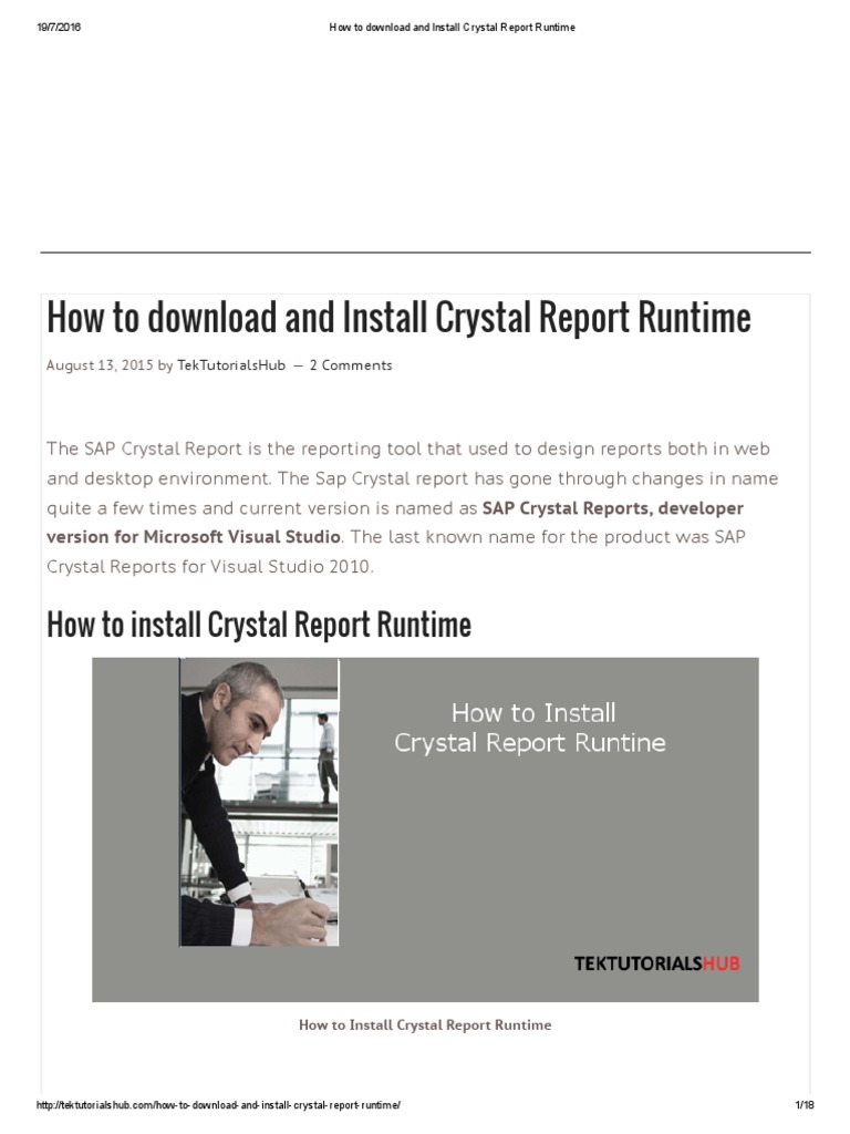 How To Download and Install Crystal Report Runtime | PDF | Microsoft Visual  Studio | C Sharp (Programming Language)
