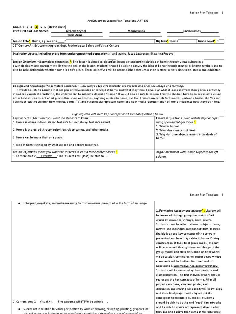 sp17 Template 2 | PDF | Lesson Plan | Shape