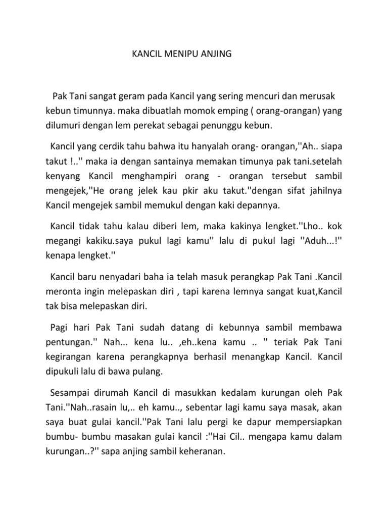 Kancil Menipu Anjing