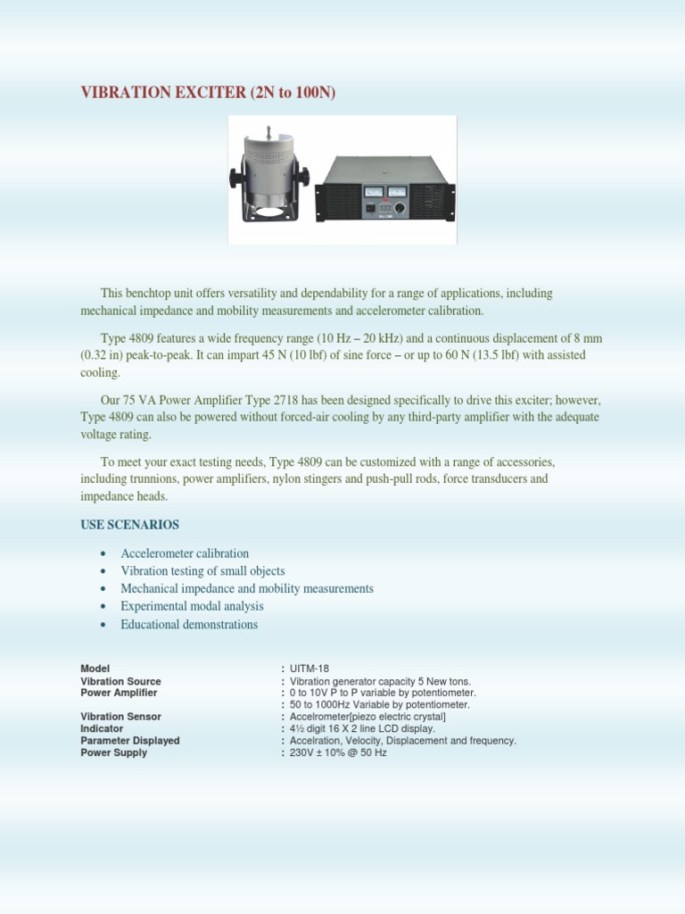 Vibration Exciter Type 4809 Overview | PDF