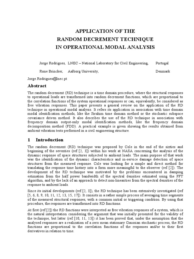 Random Decrement Technique in Modal Analysis | PDF | Spectral Density ...