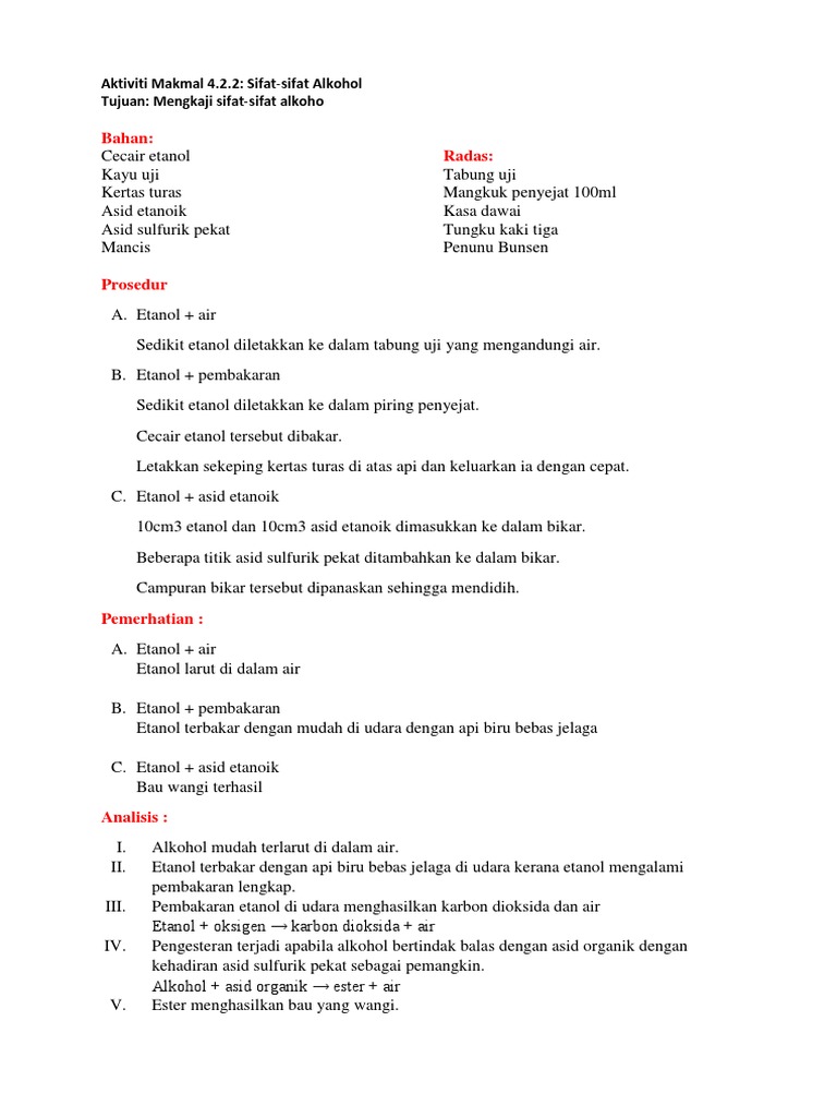 Aktiviti Makmal 4 Alkohol 2 Pdf