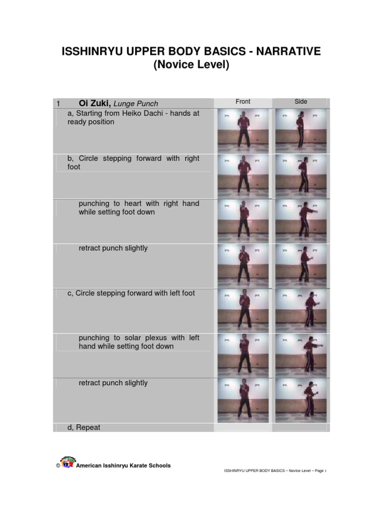 AIKS Instructional Materials Isshinryu Basics Upper Body Novice