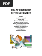 Pre-Ap Chemistry Reference Packet