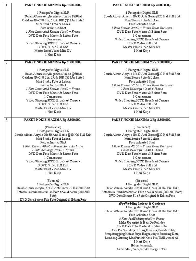 Daftar Prewedding