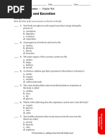 Respiration and Excretion Chapter 16 Test