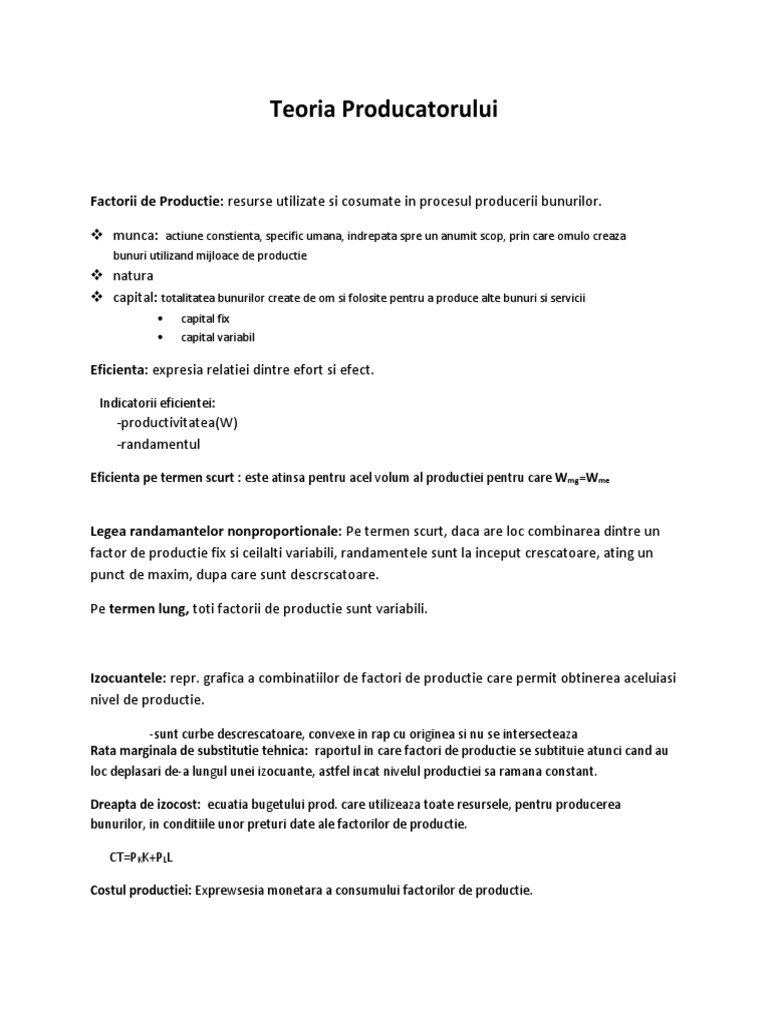 Teoria Producatorului | PDF
