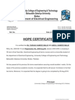 Farhan Hope Certificate