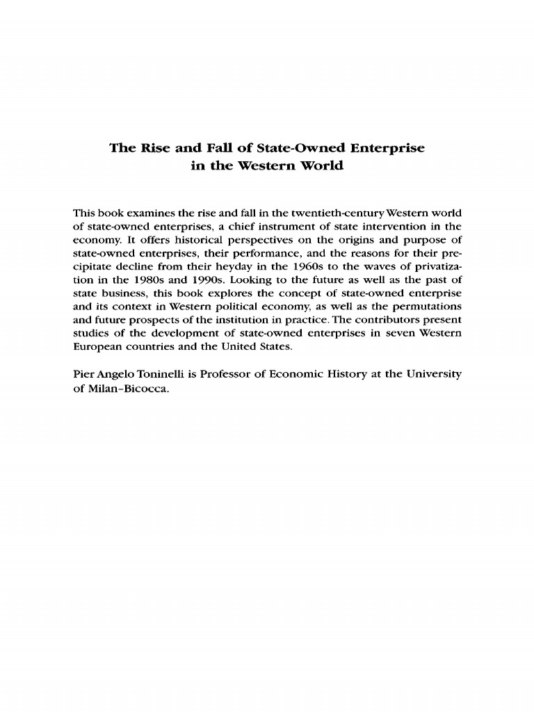 The Rise and Fall of State-Owned Enterprise in The Western World | PDF ...